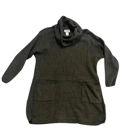 Soft Surroundings cowl neck tunic marled charcoal gray small patch pockets - Picture 9 of 12